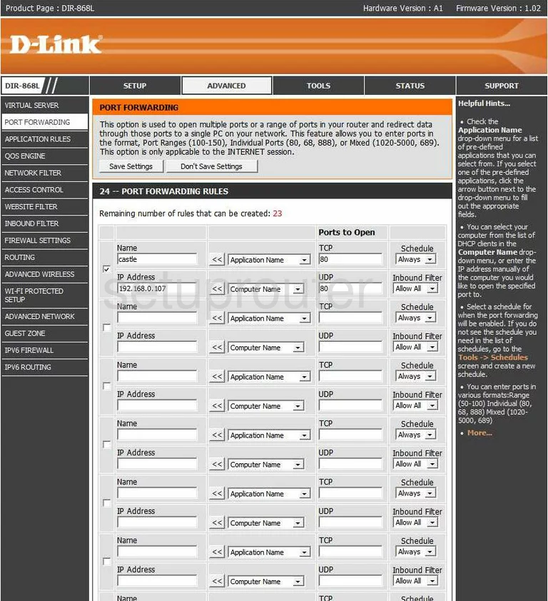 port forwarding nat screenshot