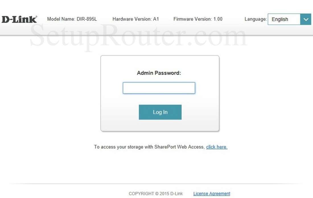 Dlink DIR895L Screenshot Login