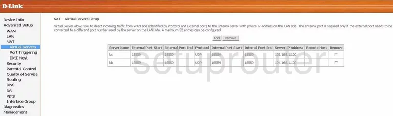 port forwarding nat screenshot