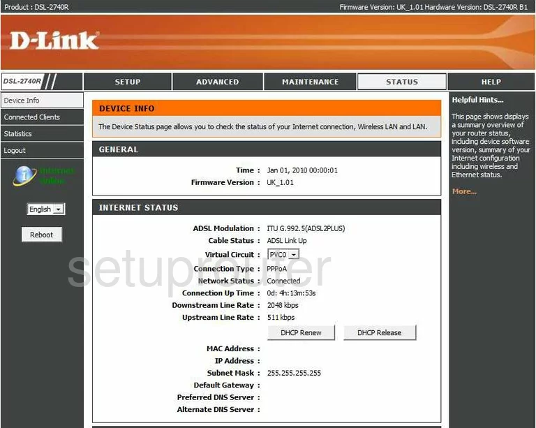 router status mac address internet IP