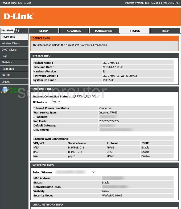 router status mac address internet IP