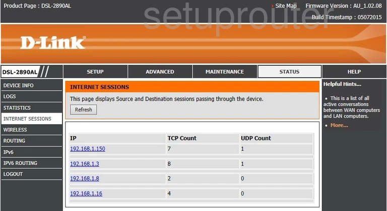 router status mac address internet IP