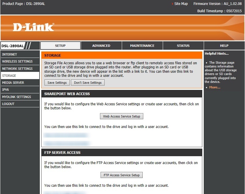 All Screenshots for the Dlink DSL-2890AL