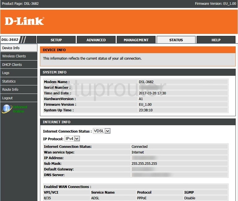 router status mac address internet IP