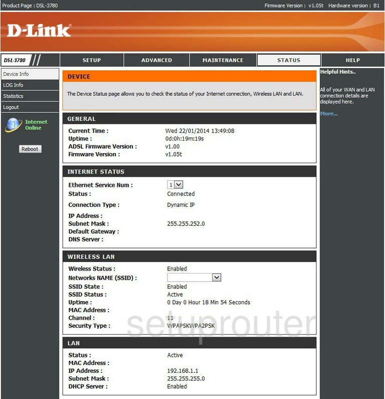 router status mac address internet IP