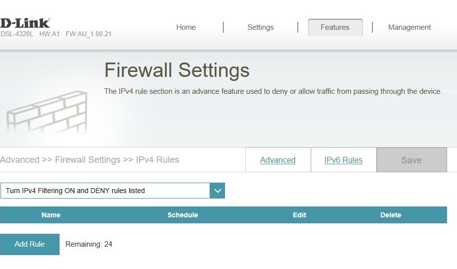 Настройка firewall на d link