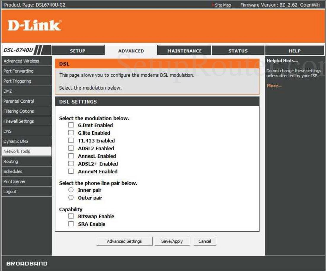 D link dsl 6740u настройка