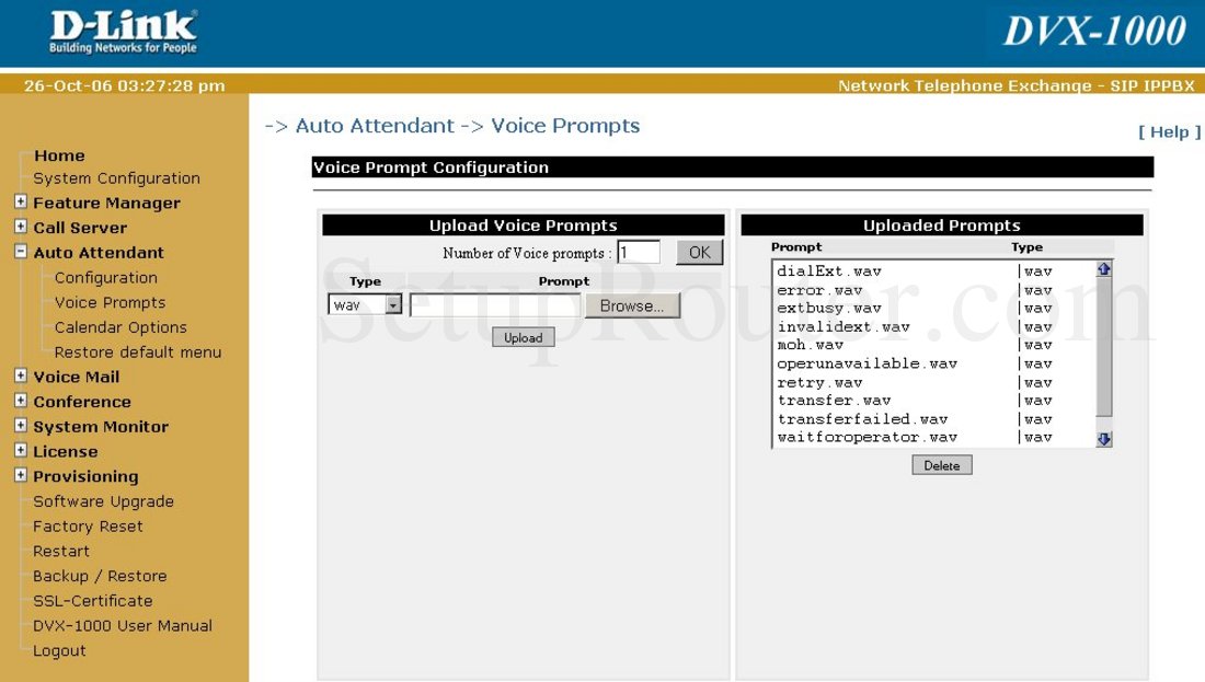 Phone system voice prompts