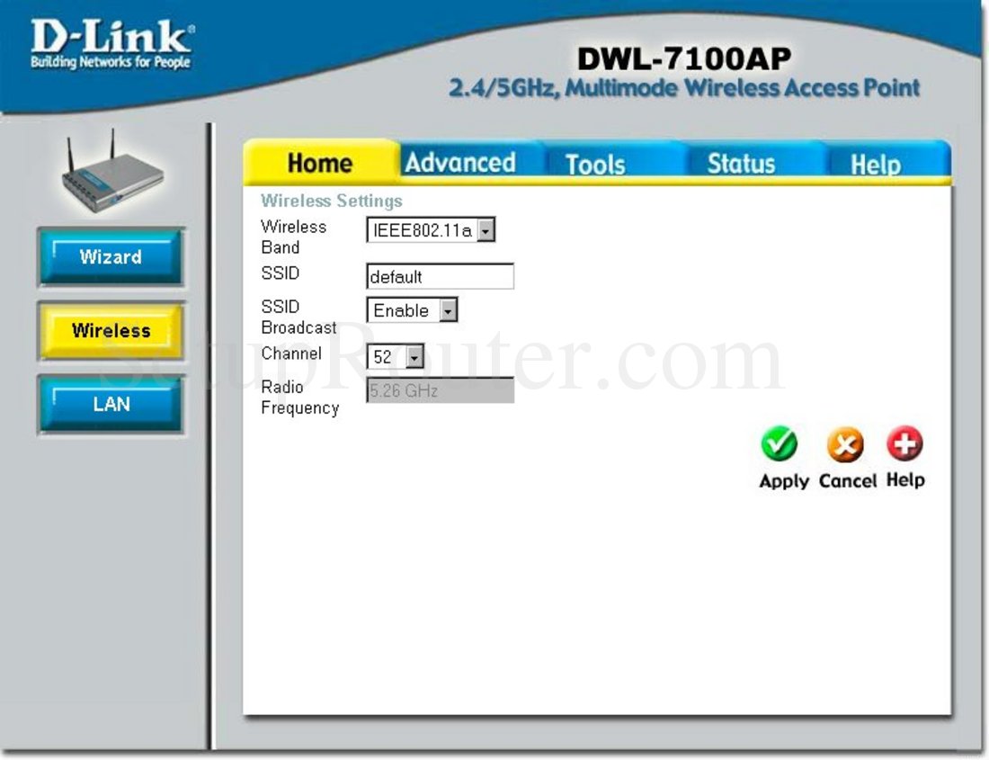 Dlink DWL-7100AP Screenshot Wireless Settings