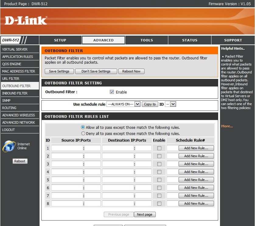 All Screenshots for the Dlink DWR-512