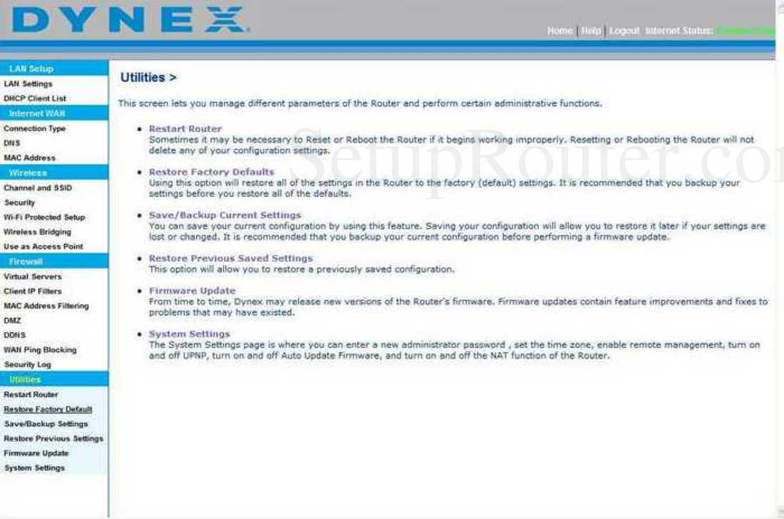 Dynex DX-WGRTR Screenshot Utilities