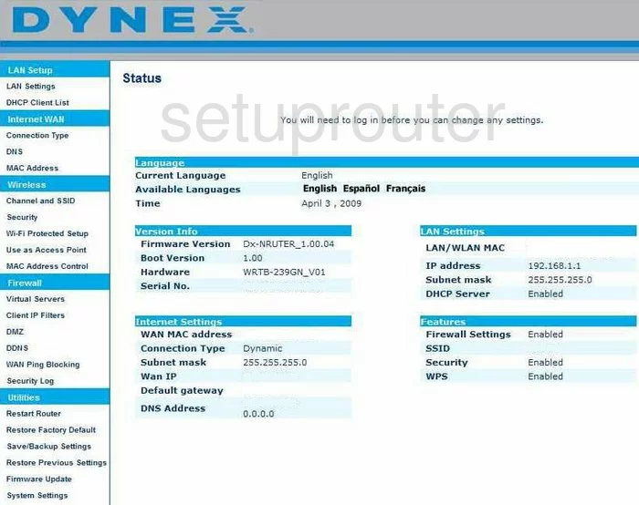 router status mac address internet IP