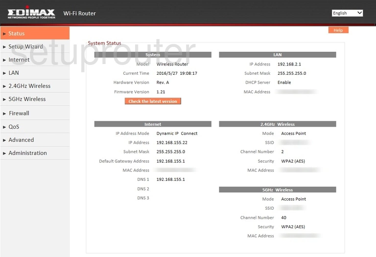 router status mac address internet IP