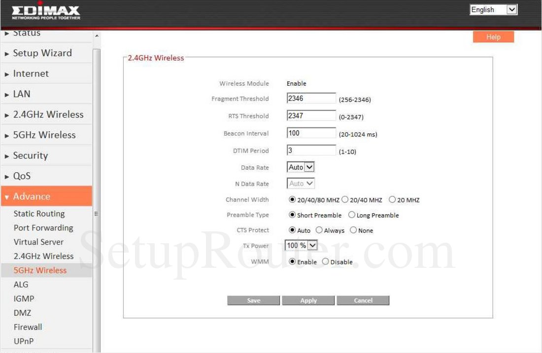 Edimax BR6478AC Screenshot 5GHz Wireless