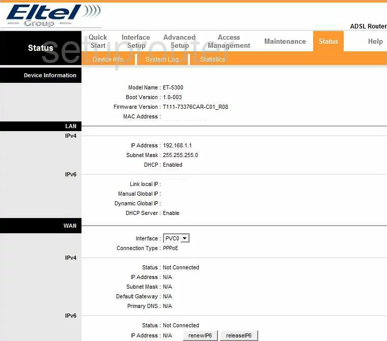 router status mac address internet IP