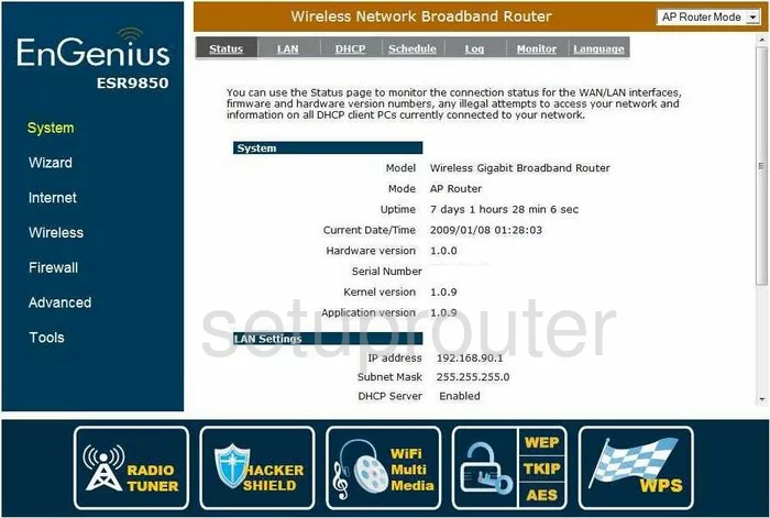 router status mac address internet IP