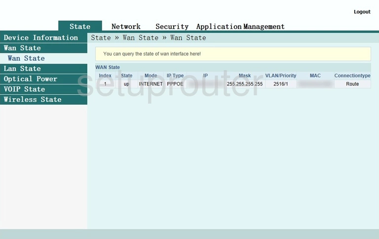 router status mac address internet IP