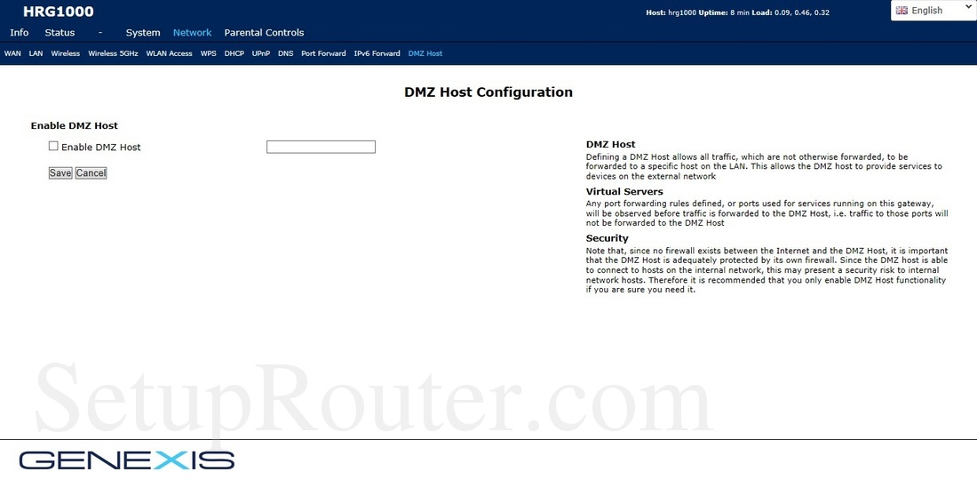 Genexis DRG737v2 Screenshot DMZHost
