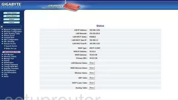 router status mac address internet IP