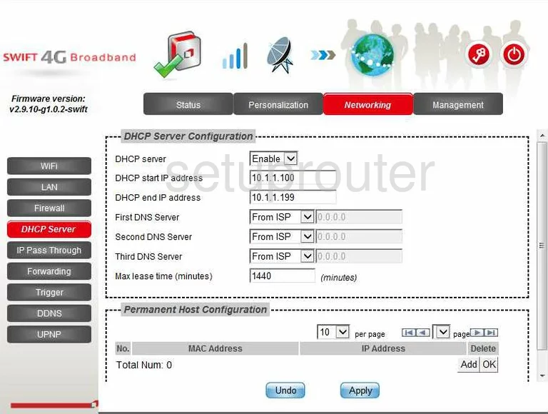 router DHCP lan mac address binding internet settings