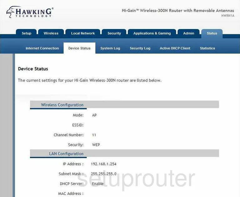 router status mac address internet IP