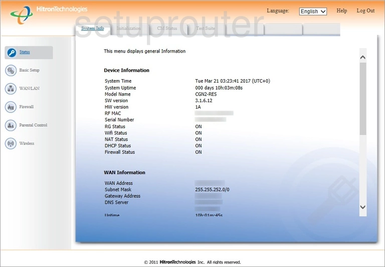 router status mac address internet IP