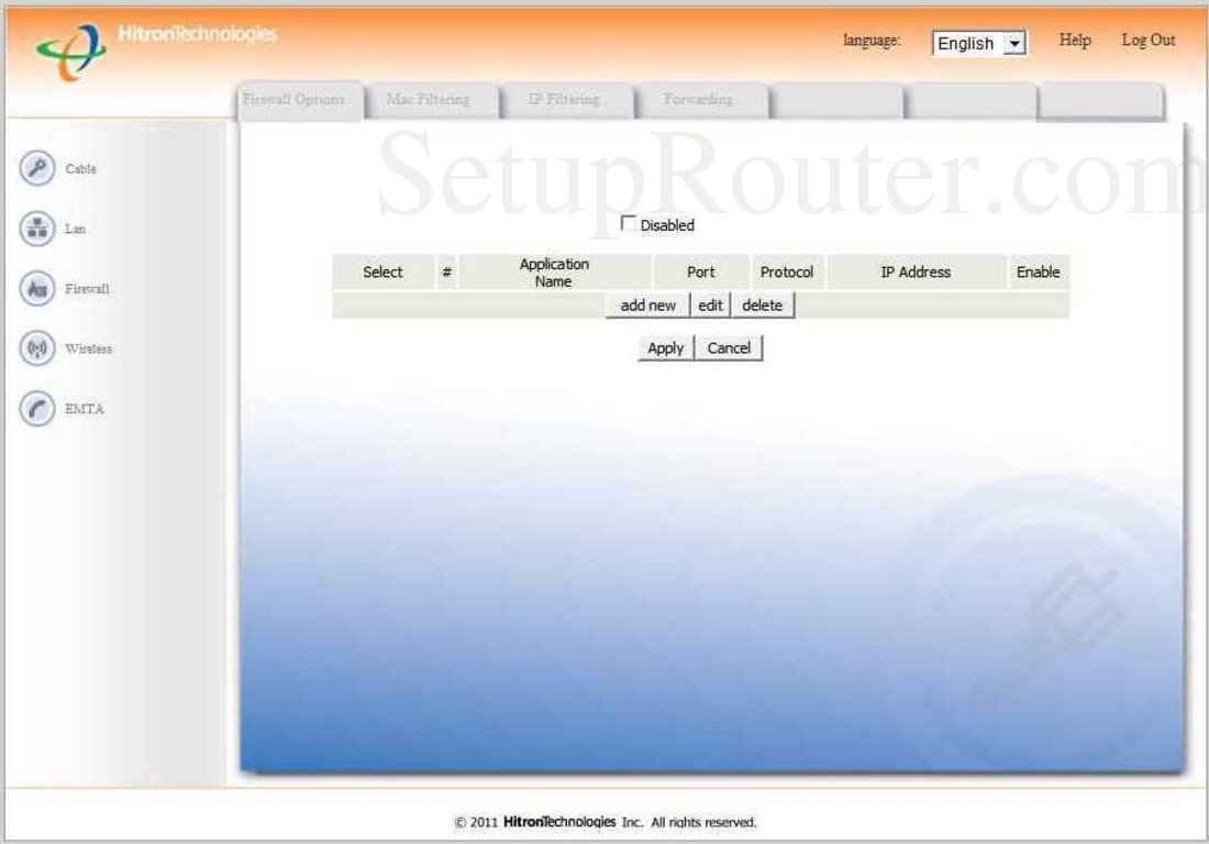 HitronTechnologies CVW30360 Screenshot Forwarding