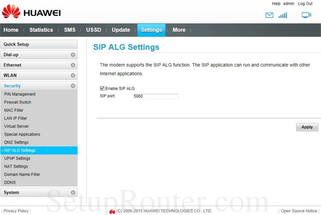 Настройки sip alg huawei что это