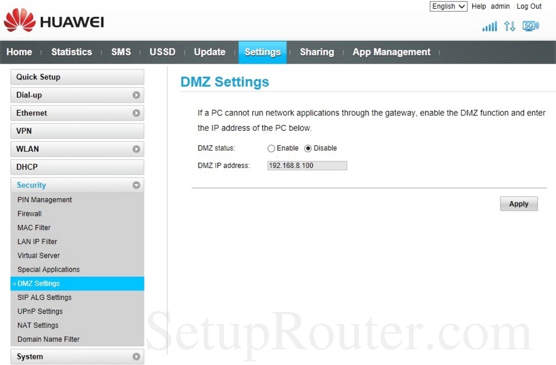 Настройка dmz huawei модем