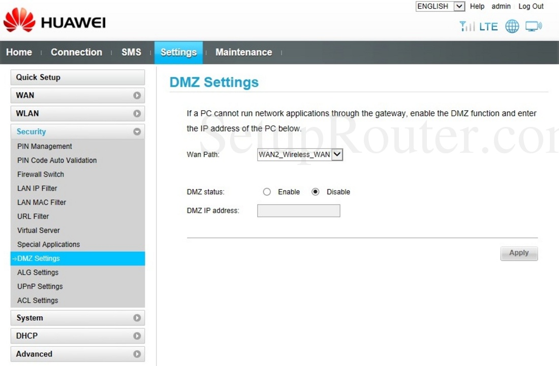 Настройка dmz huawei модем