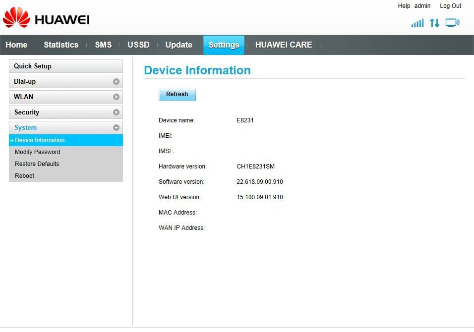 Huawei e8231s 2 пароль по умолчанию