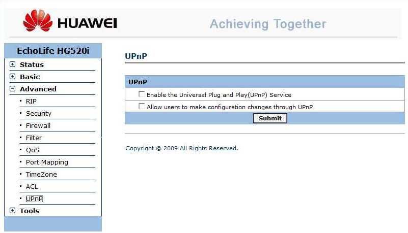 Настройки upnp huawei что это