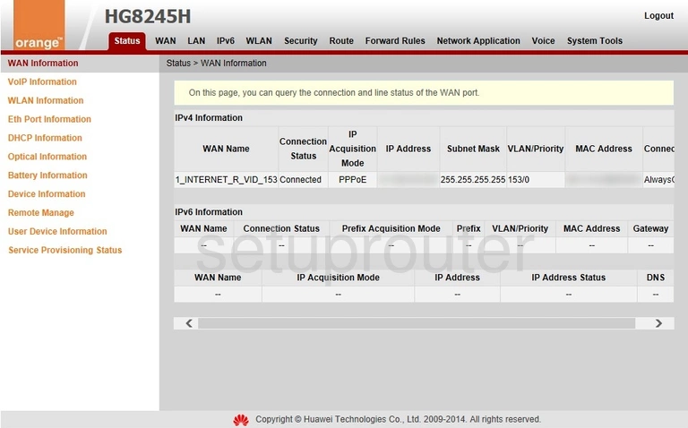 router status mac address internet IP