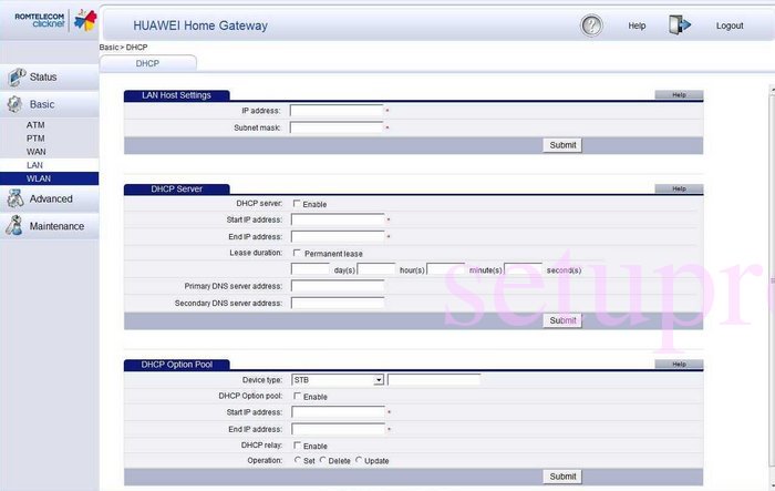 How to change the IP Address on a Huawei HG655b router