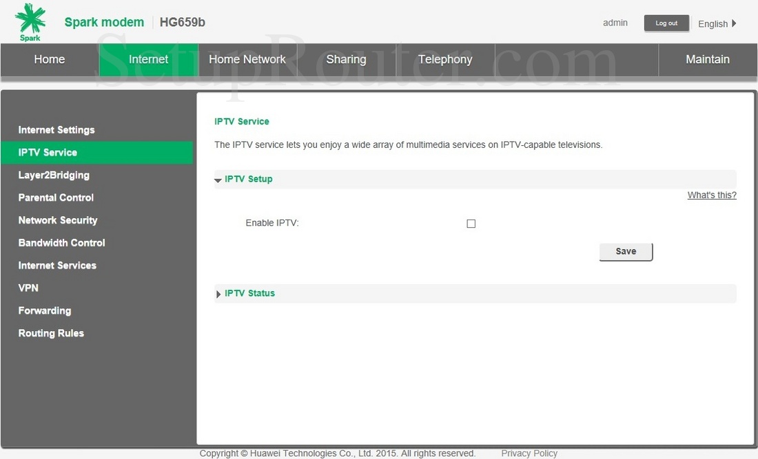 Huawei HG659b Spark Screenshot IPTVService