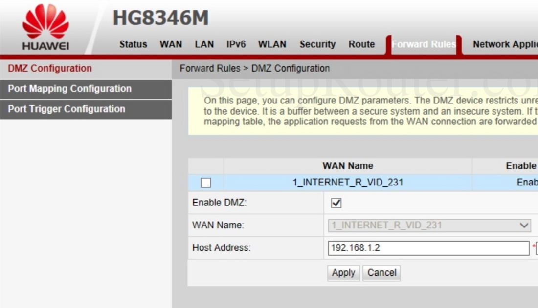 Настройка dmz huawei модем