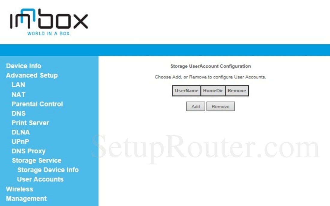 Iskratel Innbox V51 R2 Screenshot StorageServiceUserAccounts