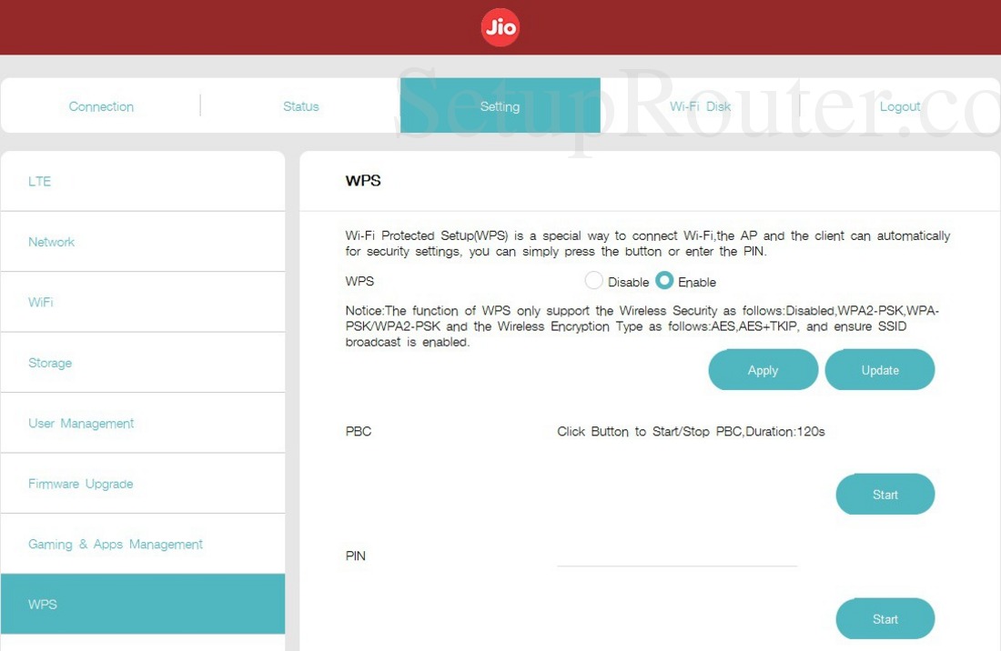 Jio JioFi 3 Screenshot WPSSetting