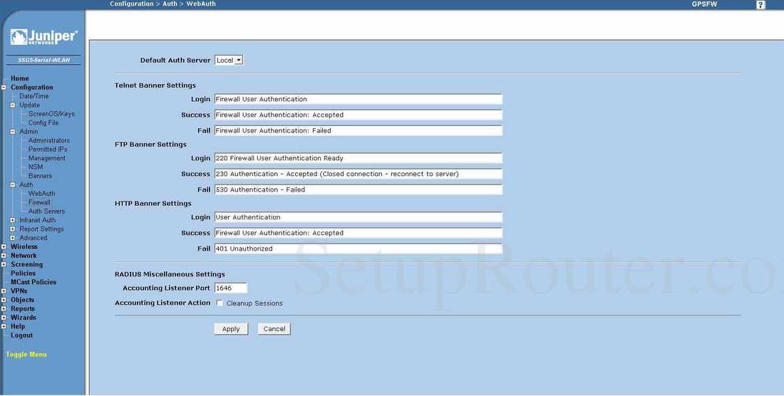 Juniper SSG5 Screenshot Firewall