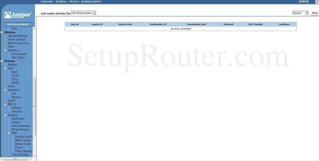Juniper SSG5 Screenshot PBR Access List Extended