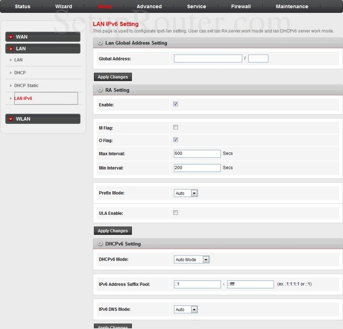 Kasda RTL867x Screenshot LANIPv6