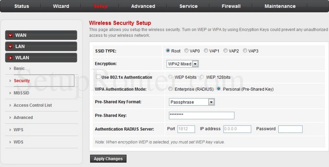 Kasda RTL867x Screenshot WirelessSecurity