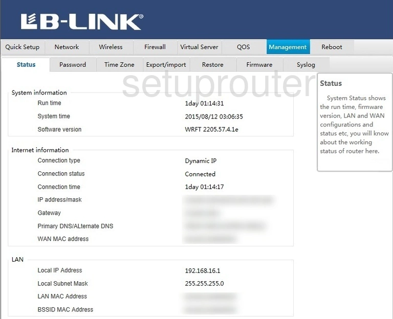 router status mac address internet IP