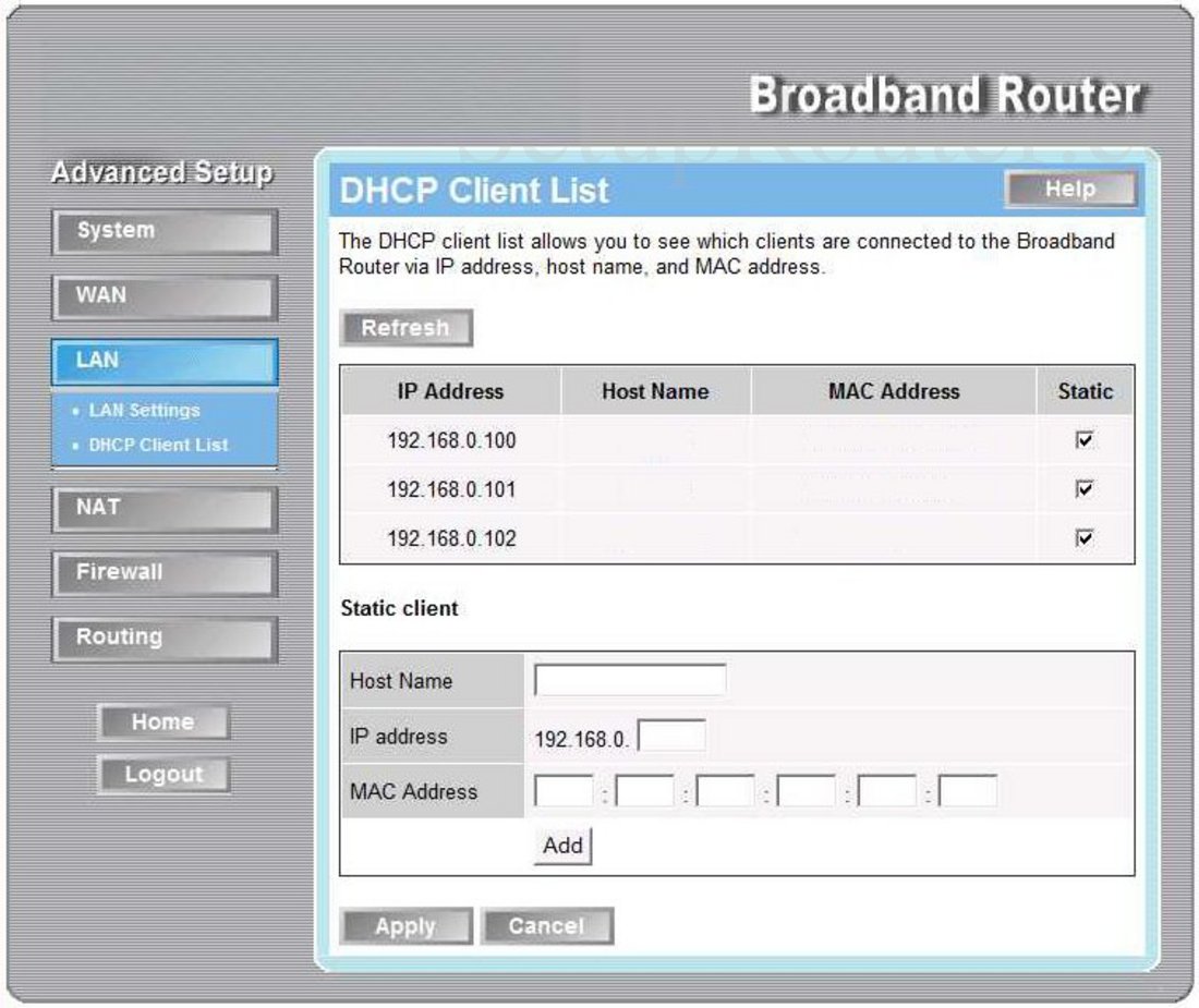 Linkskey LKR 604 Screenshot DHCP Client List