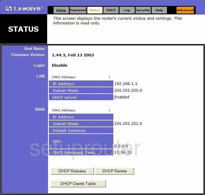 router status mac address internet IP