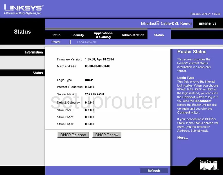 router status mac address internet IP