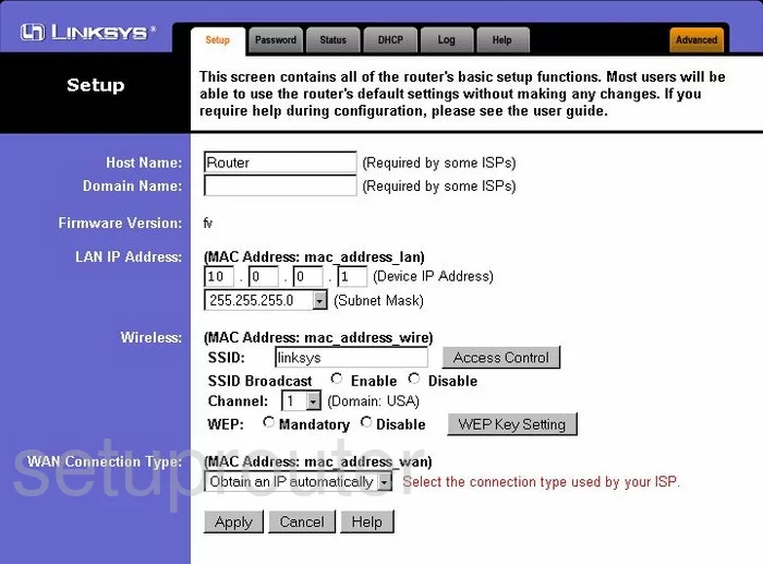 router status mac address internet IP