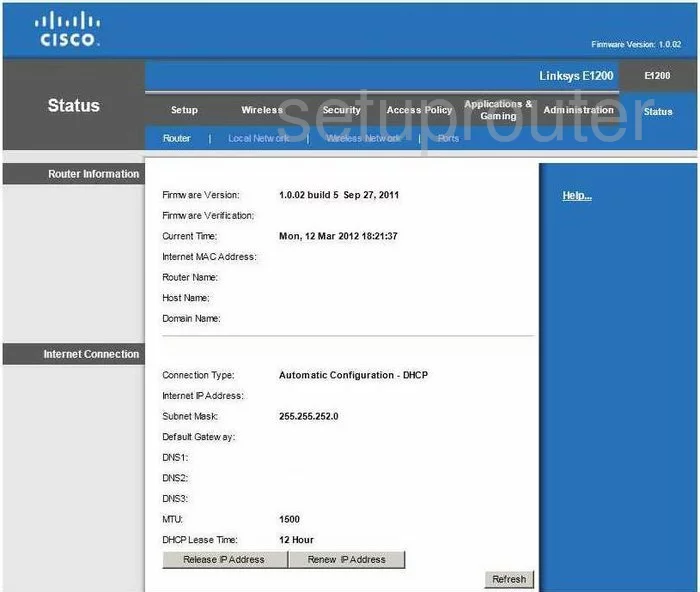 router status mac address internet IP