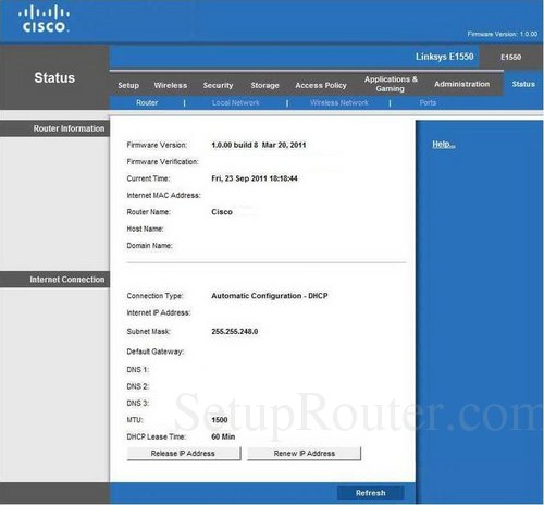 Setup WiFi on the Linksys E1550