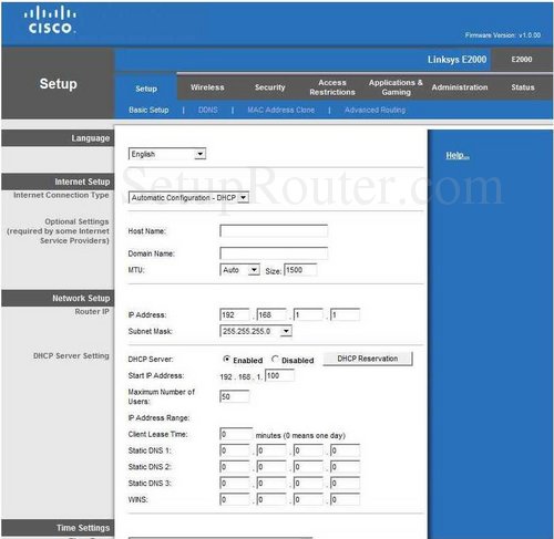 Linksys Ip Address >> How To Change The Ip Address Of The Linksys E2000 Linksys Ip Address >> How To Change The Ip Address Of The Linksys E2000